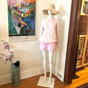 Vintage hand knit pink cotton sweater